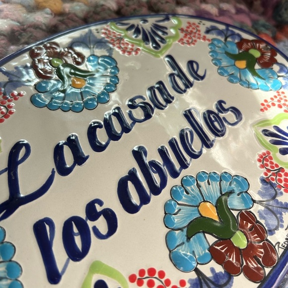 Tile Sign Hand Painted la Casa De Los Abuelos Ceramic Wall Plaque Mexico - Picture 4 of 16